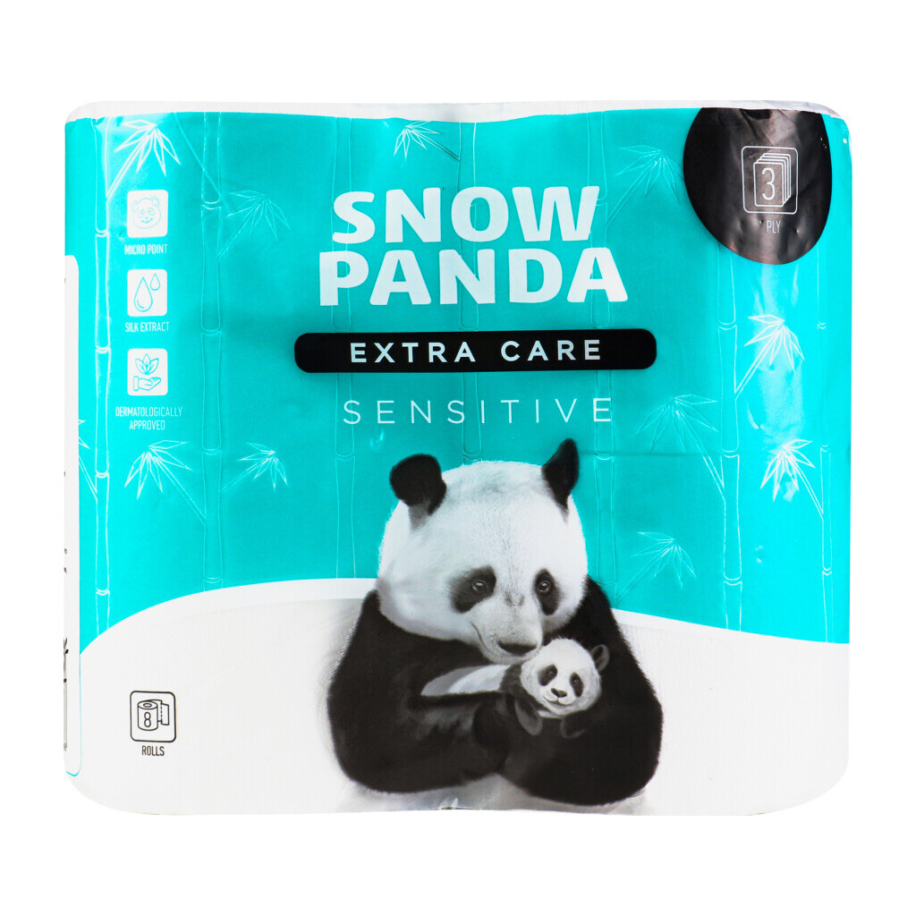 Папір туалетний Сніжна панда Extra Care Sensitive 3-шаровий, 8шт (4820183970688)