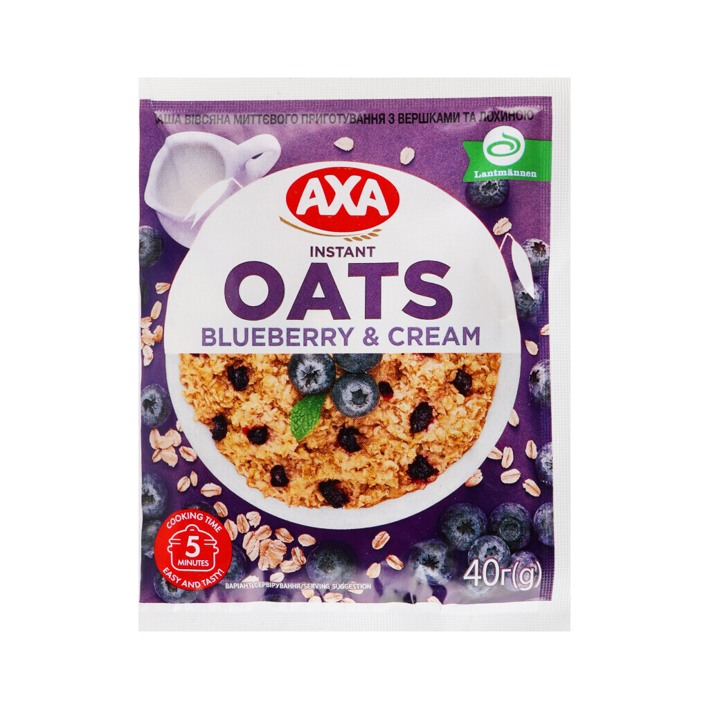 Каша овсяная AXA со сливками и голубикой, 40г (4820008128300)