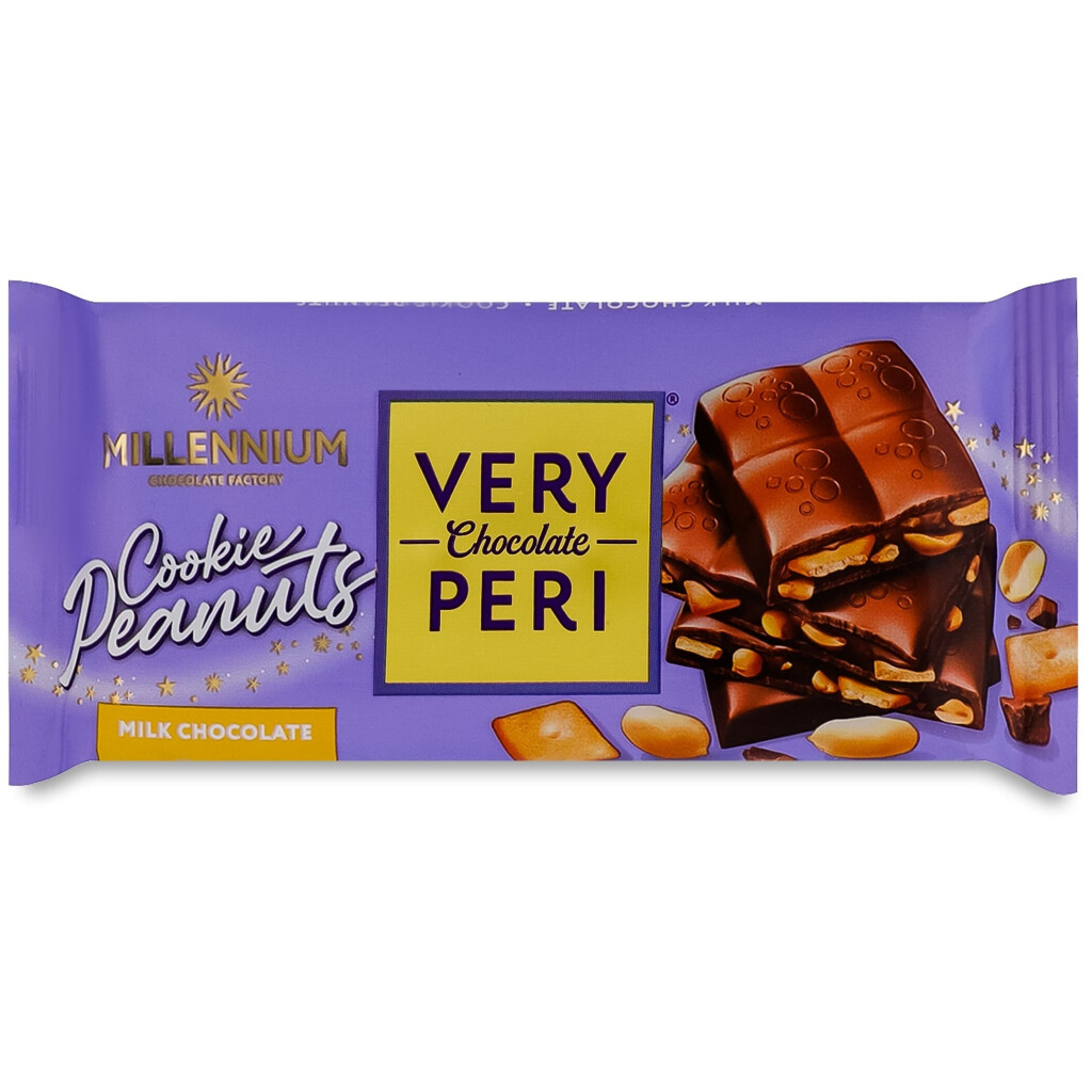 Шоколад молочний Millennium Very Peri з печивом та арахісом, 100г (4820240035831)