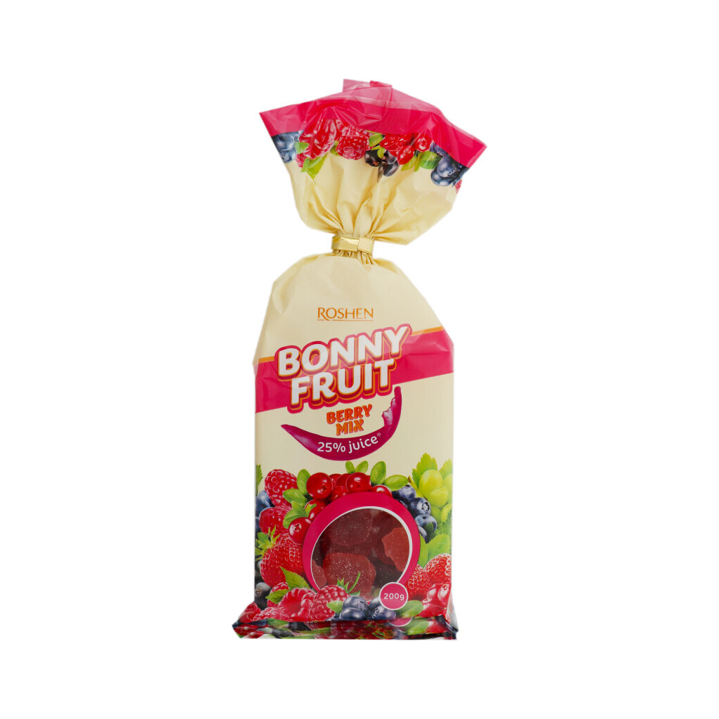 Цукерки желейні Roshen Bonny Fruit ягідний мікс, 200г (4823077624261)