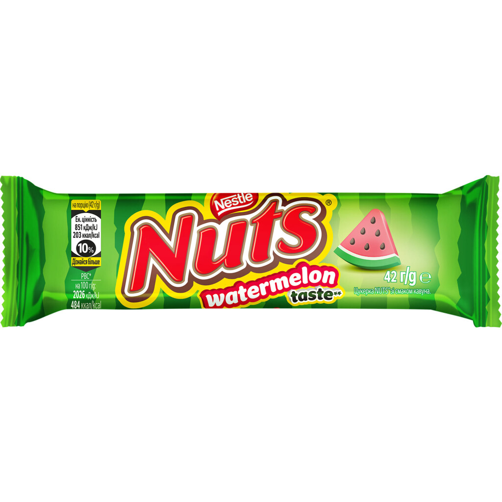 Батончик Nuts со вкусом арбуза, 42г (8593893791213)