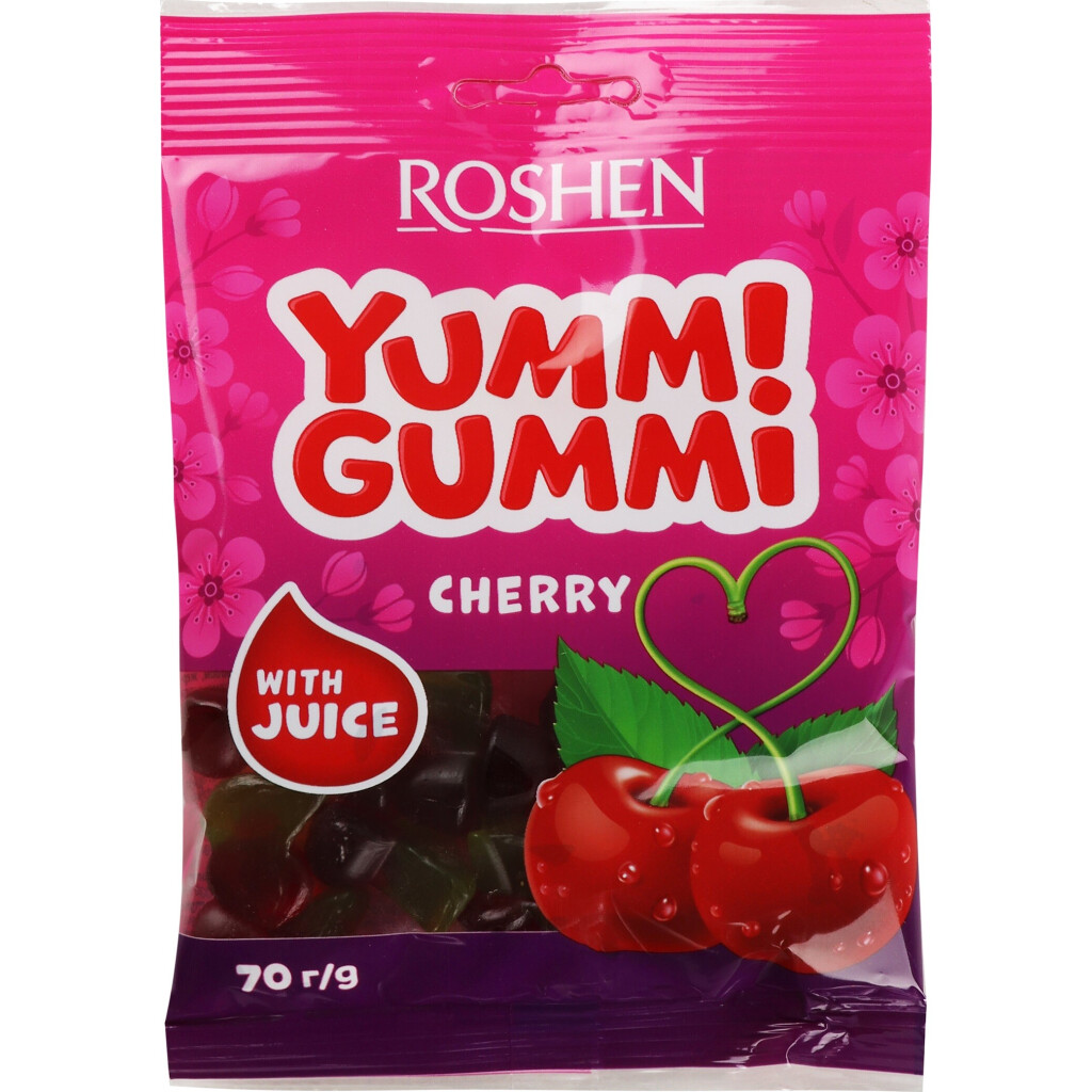 Мармелад Roshen Yummi Gummi Cherry желейні, 70г (4823077638466)