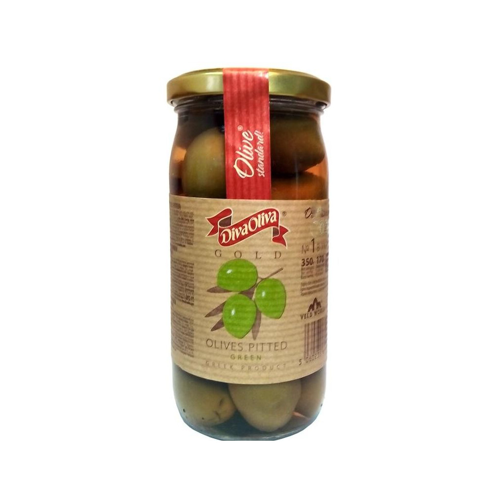 Оливки Diva Oliva Gold зеленые без косточки 370мл (5060235651281)