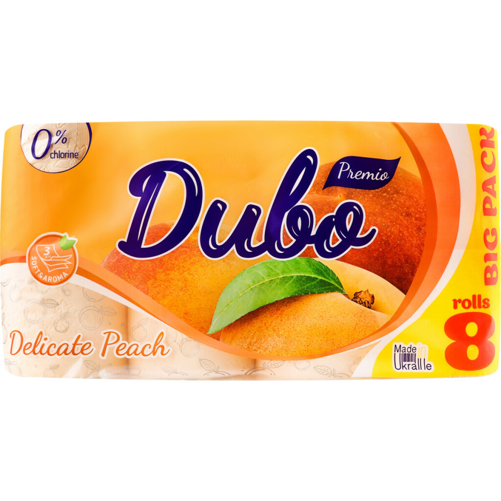 Папір туалетний Диво Premio Delicate Peach 3-шаровий, 8шт (4820003837696)