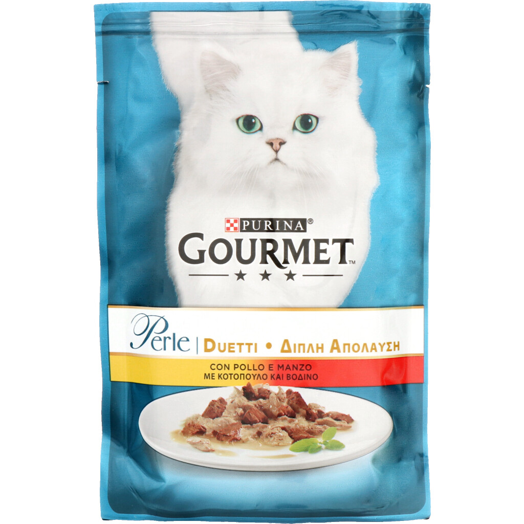 Корм для котов Gourmet Perle Duetti курица-говядина, 85г (7613033574702)
