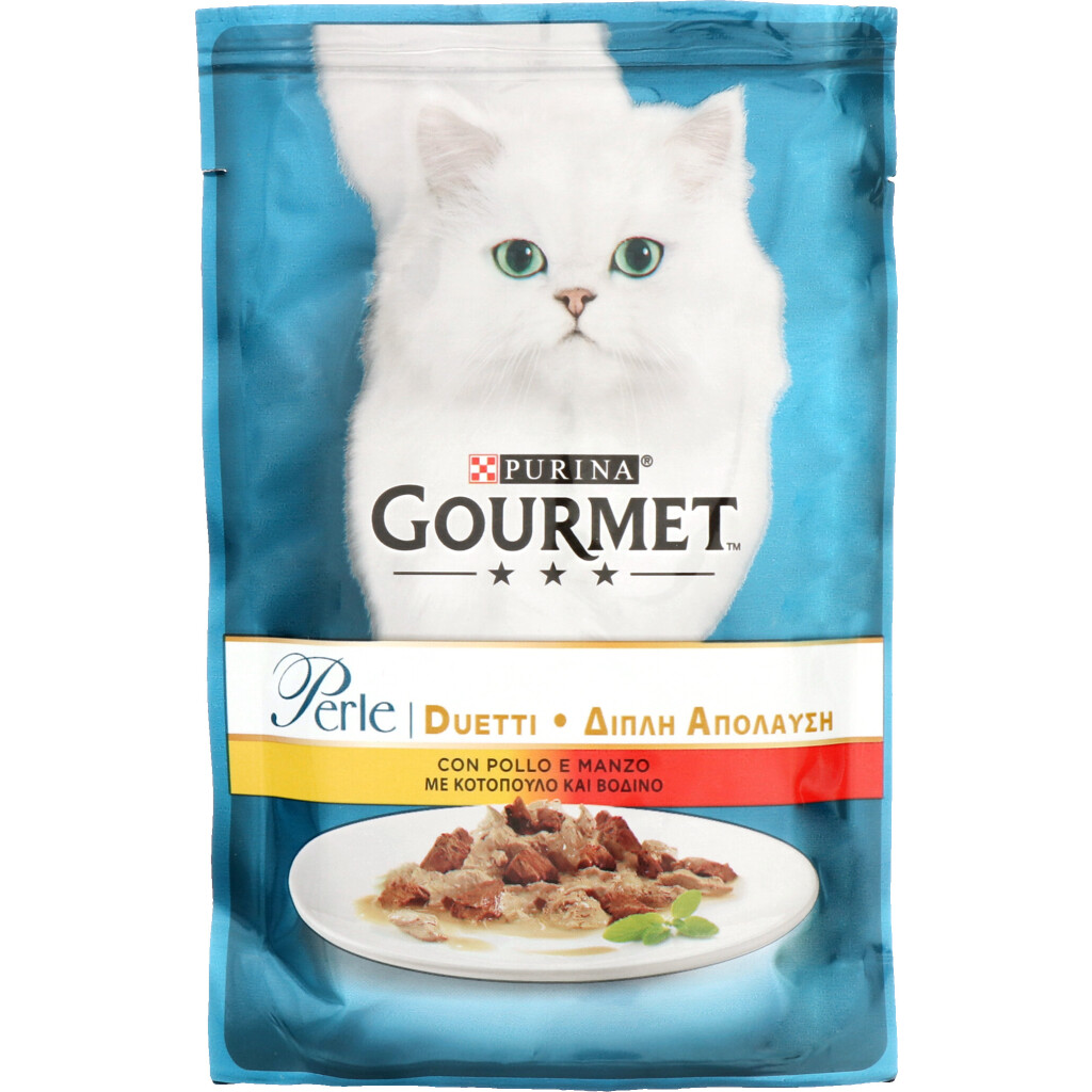 Корм для котов Gourmet Perle Duetti курица-говядина, 85г (7613033574702)