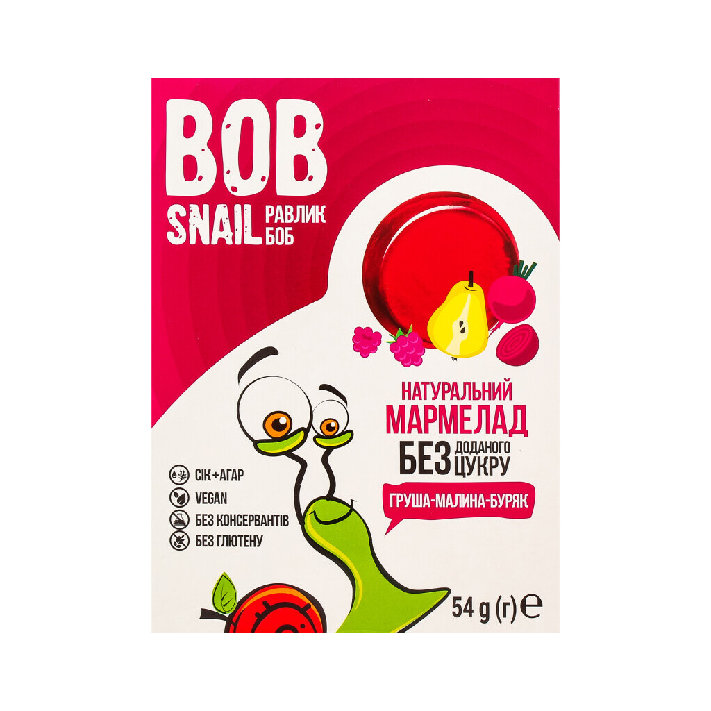 Мармелад Bob Snail груша-малина-буряк, 54г (4820219341154)