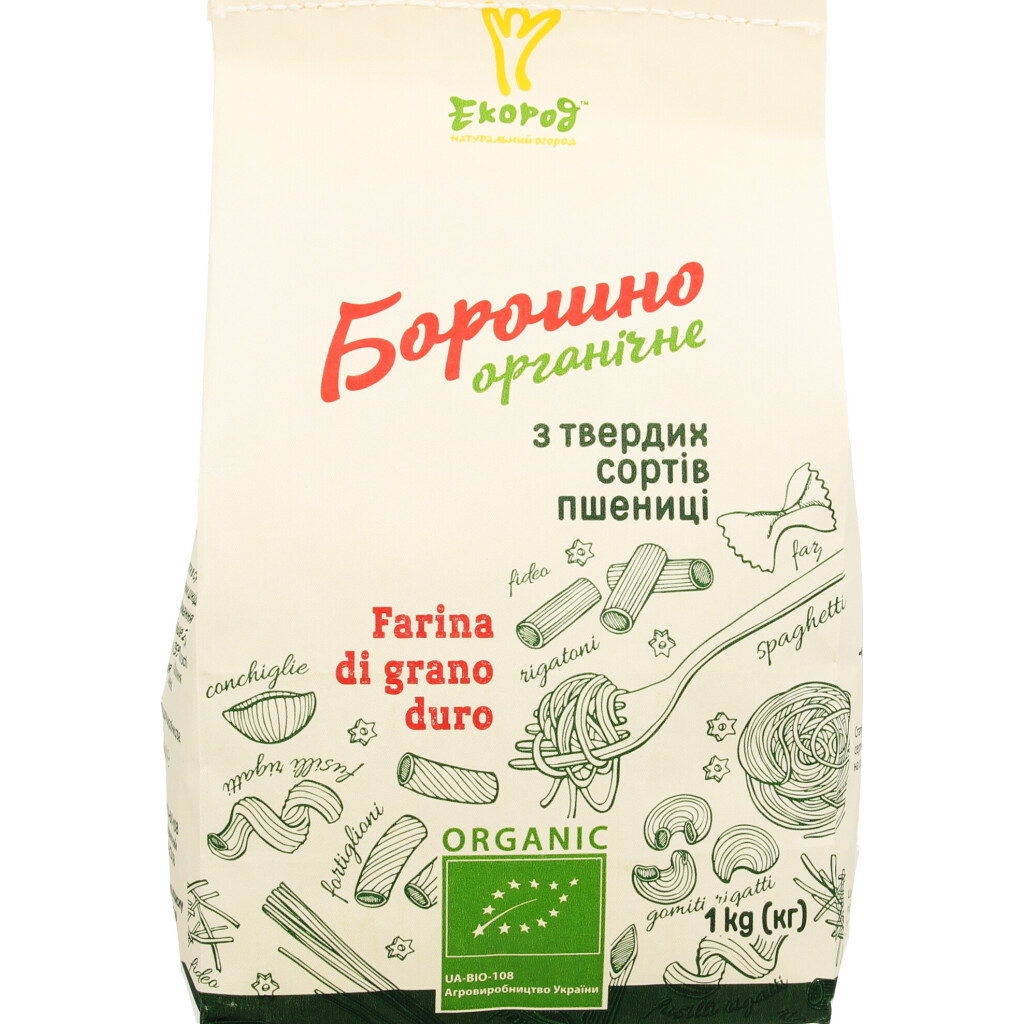 Мука Екород с твердых сортов пшеницы органическая, 1кг (4820153600300)