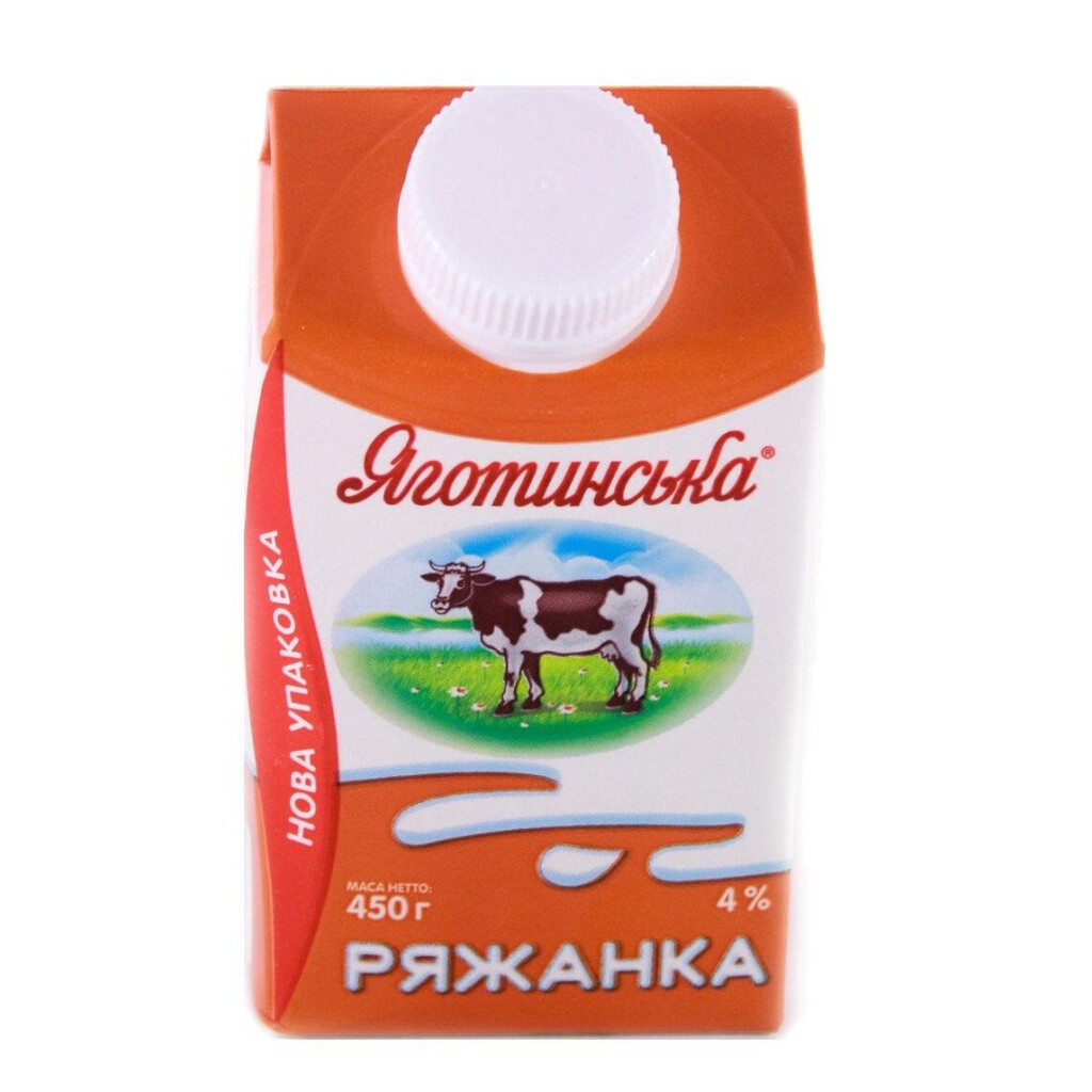 Ряжанка Яготинська 4% т/п, 450г (4823005205050)