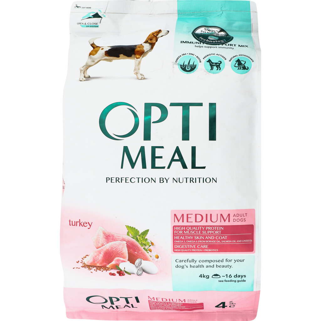Корм для собак Optimeal средних пород индейка сухой, 4кг (4820083905513)
