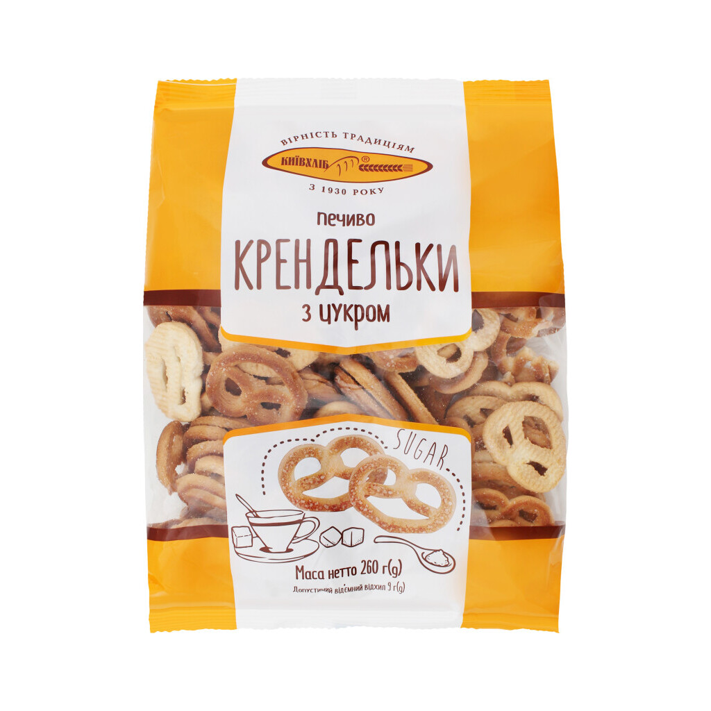Печиво Київхліб Крендельки з цукром, 260г (4820136406295)