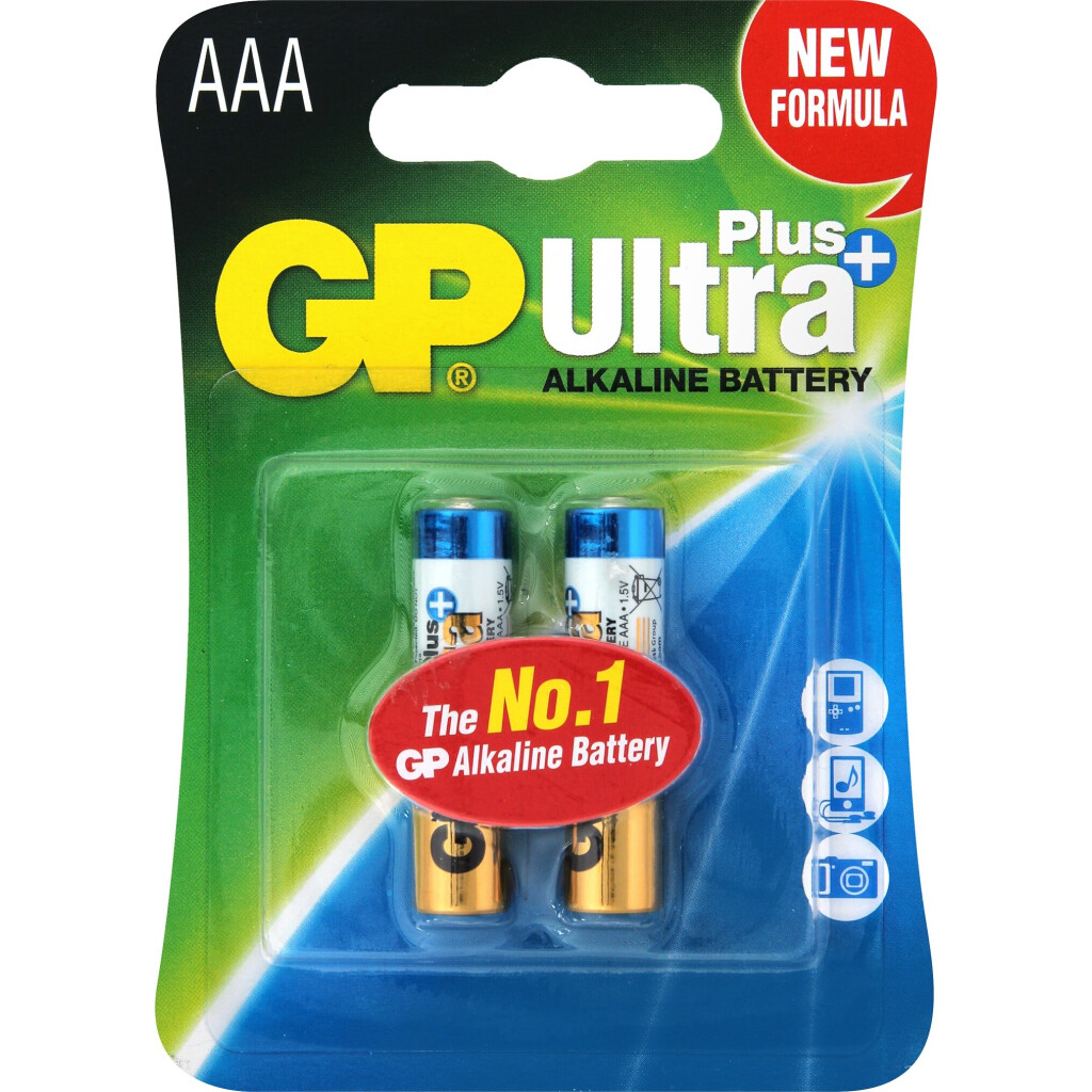 Батарейки GP Ultra + Alkaline AAA LR03, 2шт/уп (4891199100307)