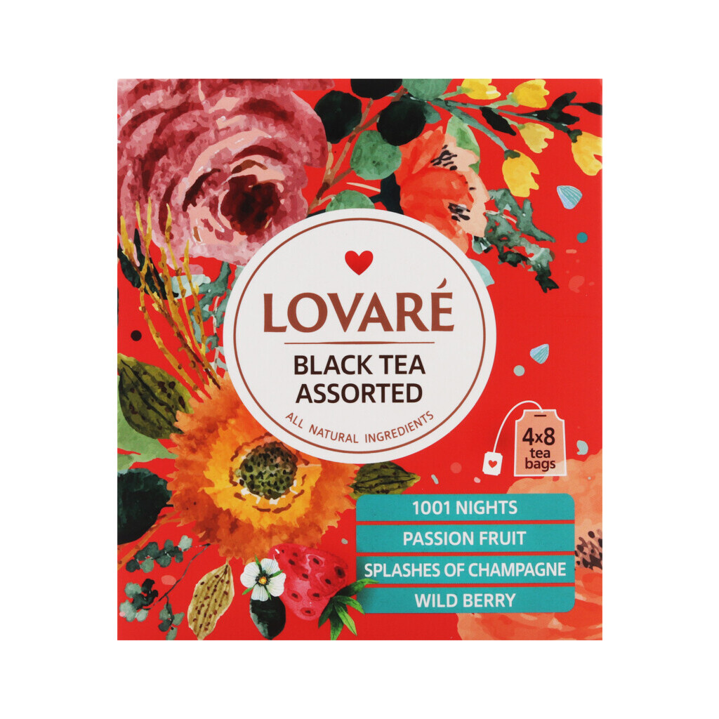 Чай чорний Lovare асорті 4 види, 4*8*2г (4820198879648)