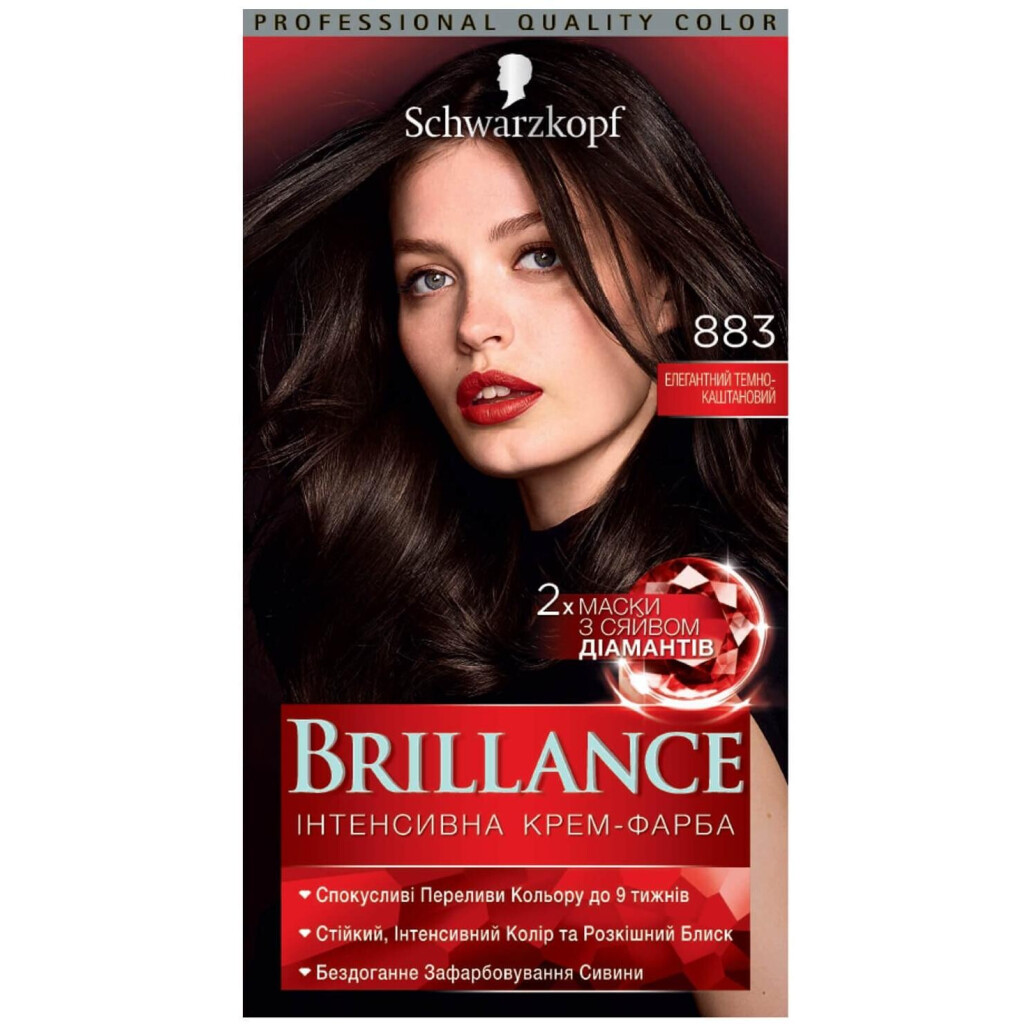 Крем-краска для волос Элегантный темно-каштановый №883 Brillance, шт (4015000515689)
