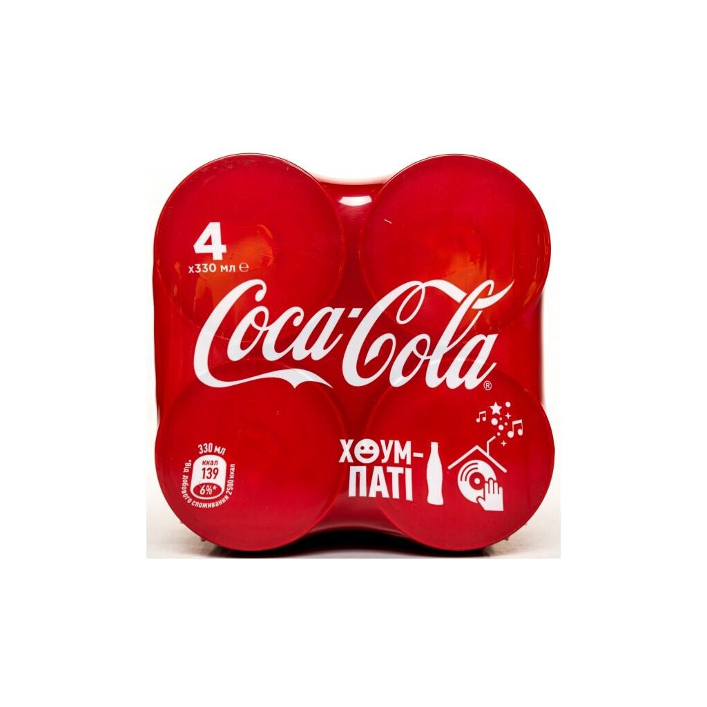 Напиток Coca-Cola безалкогольный банка мультипак, 4*0,33л/уп (5449000009272)