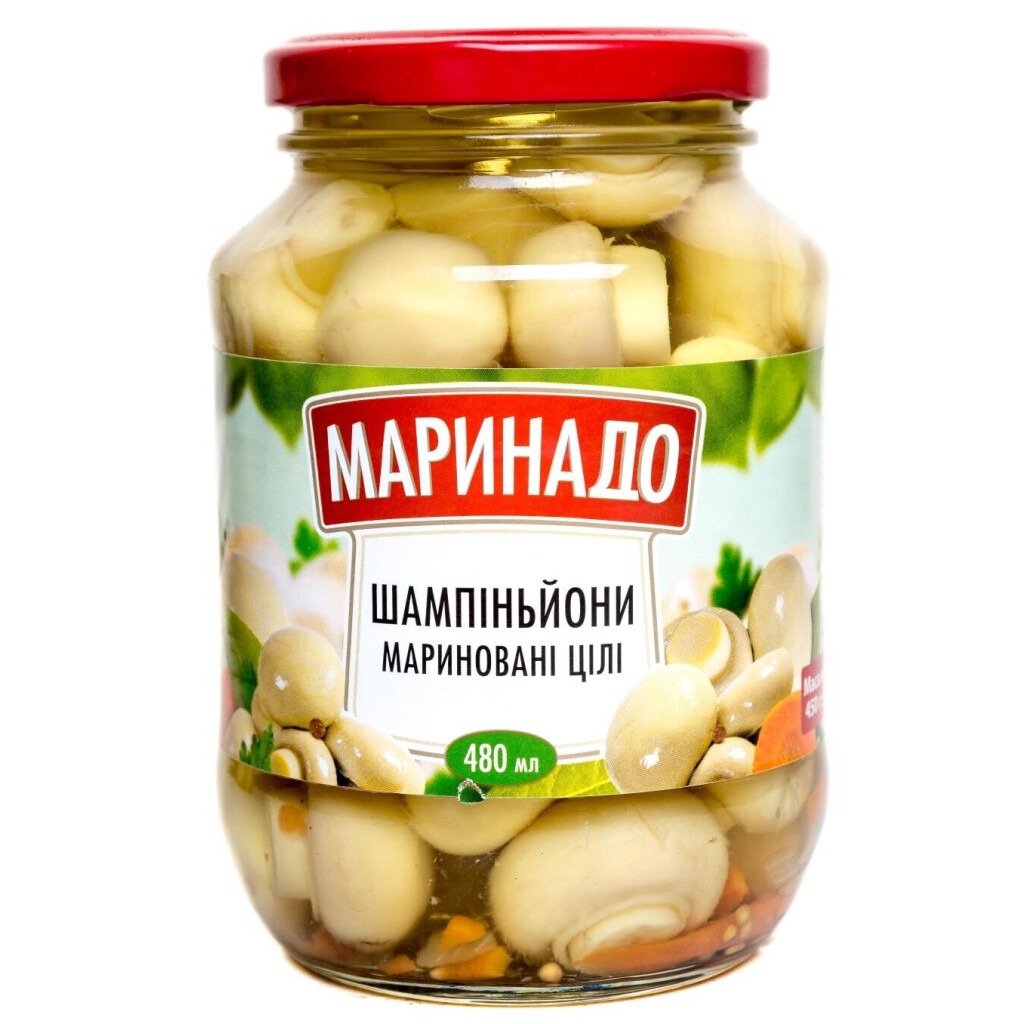 Грибы Маринадо Шампиньоны маринованные, 450г (4820078572676)