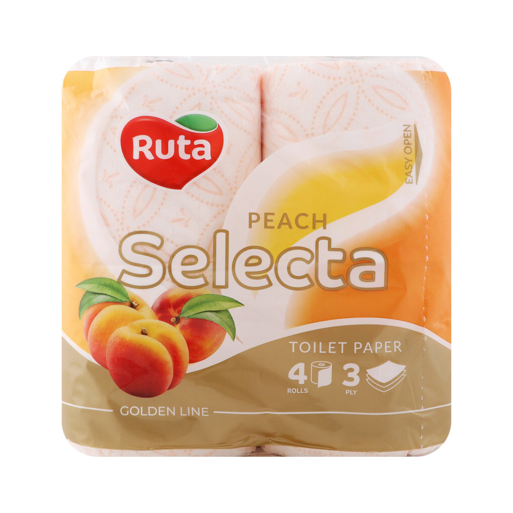Папір туалетний Ruta Peach Selecta 3-шаровий, 4шт/уп (4820202894872)
