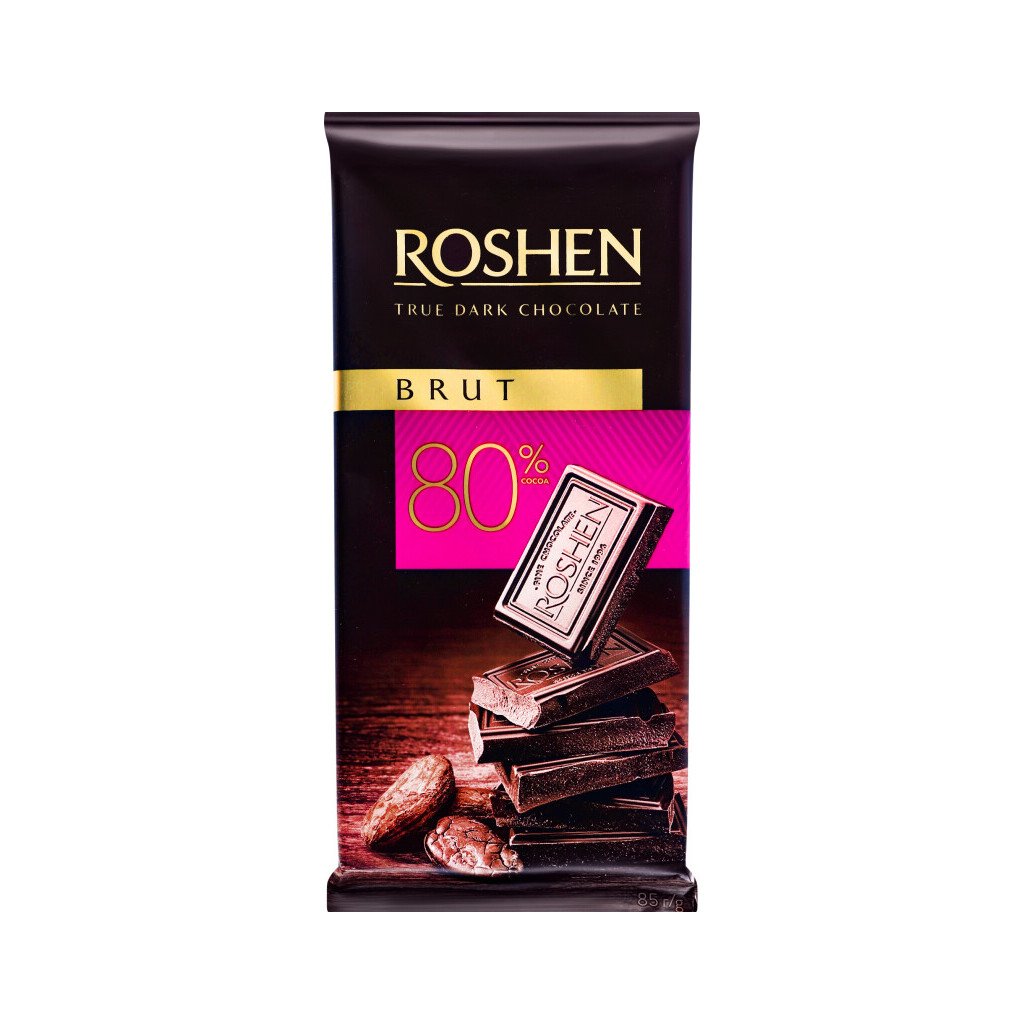 Шоколад чорний Roshen Brut 80%, 85г (4823077632570)