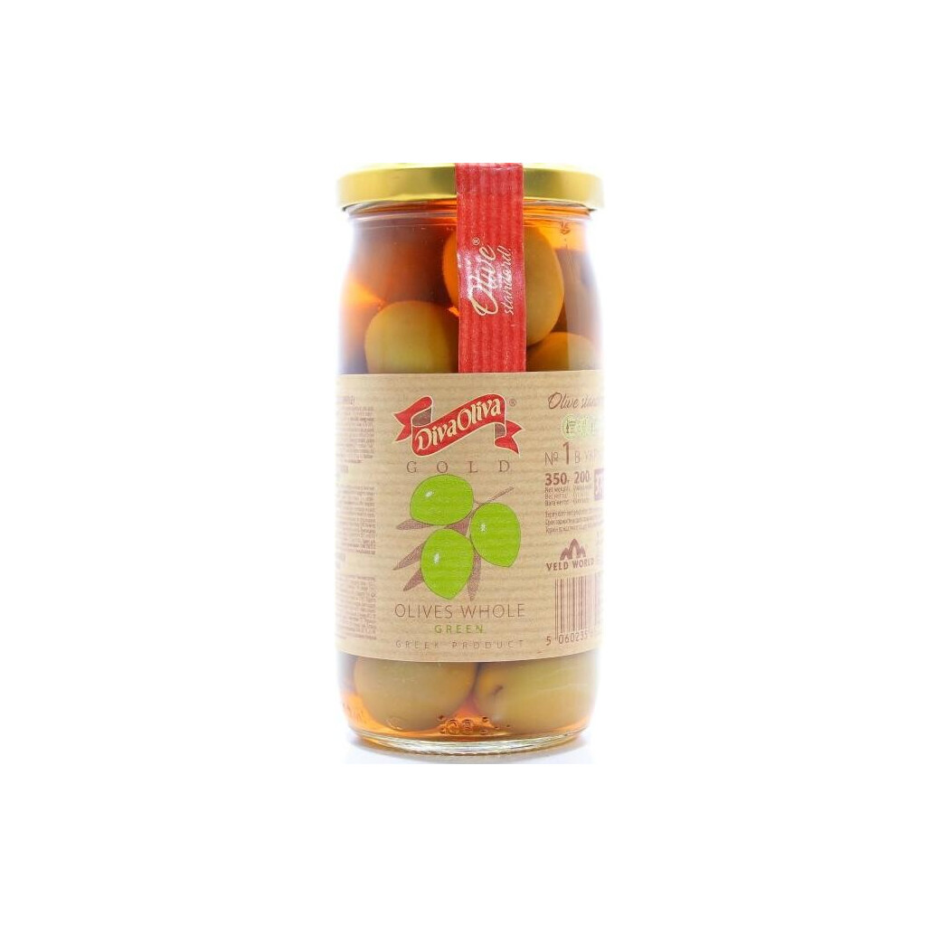 Оливки Diva Oliva Gold зеленые с косточкой 370мл (5060235651274)
