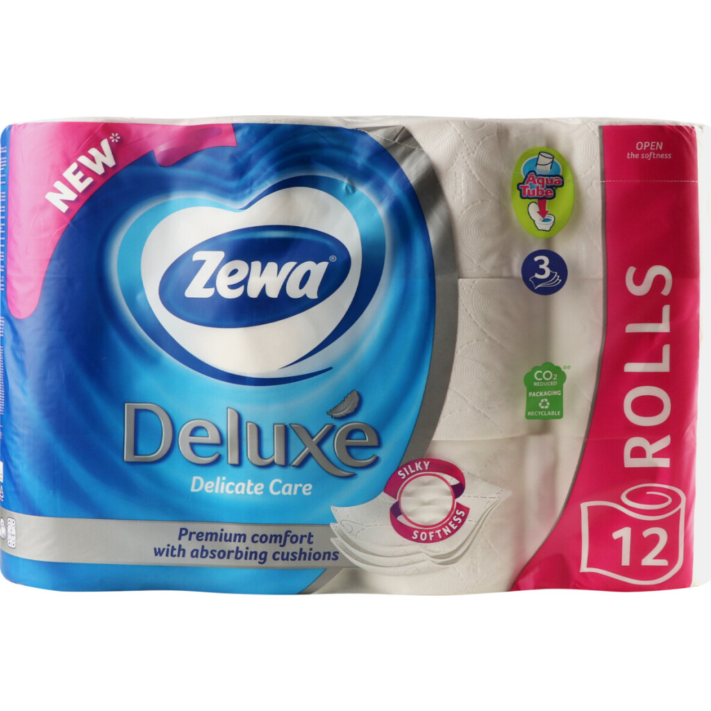 Бумага туалетная Zewa Deluxe Delicate Care 3-слойная, 12шт (7322540989779)