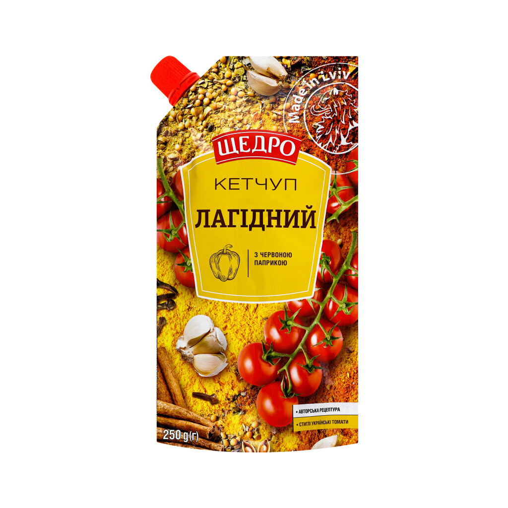 Кетчуп Щедро Нежный д/п, 250г (4823097405932)