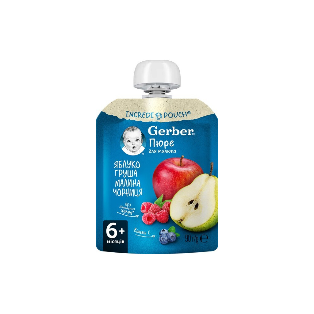 Пюре Gerber яблоко-груша-малина-черника, 90г (7613035956902)