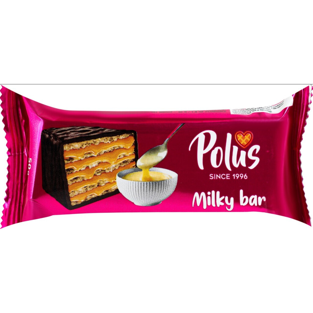 Торт Polus вафельный глазурированный со сгущеным молоком, 50г (4820204210175)