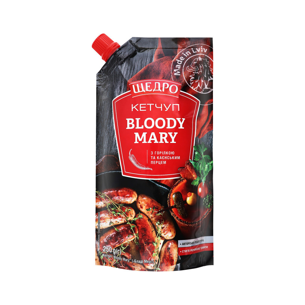 Кетчуп Щедро Bloody Mary д/п, 250г (4823097407684)