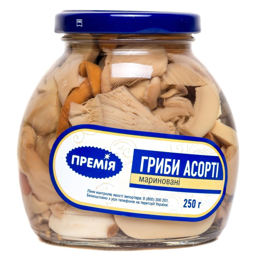 Грибы Премія Ассорти в маринаде, 250г (4002442806420)