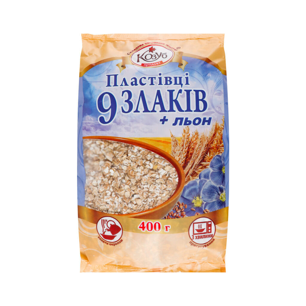 Пластівці Козуб 9 злаків та насіння льону, 400г (4820094533224)