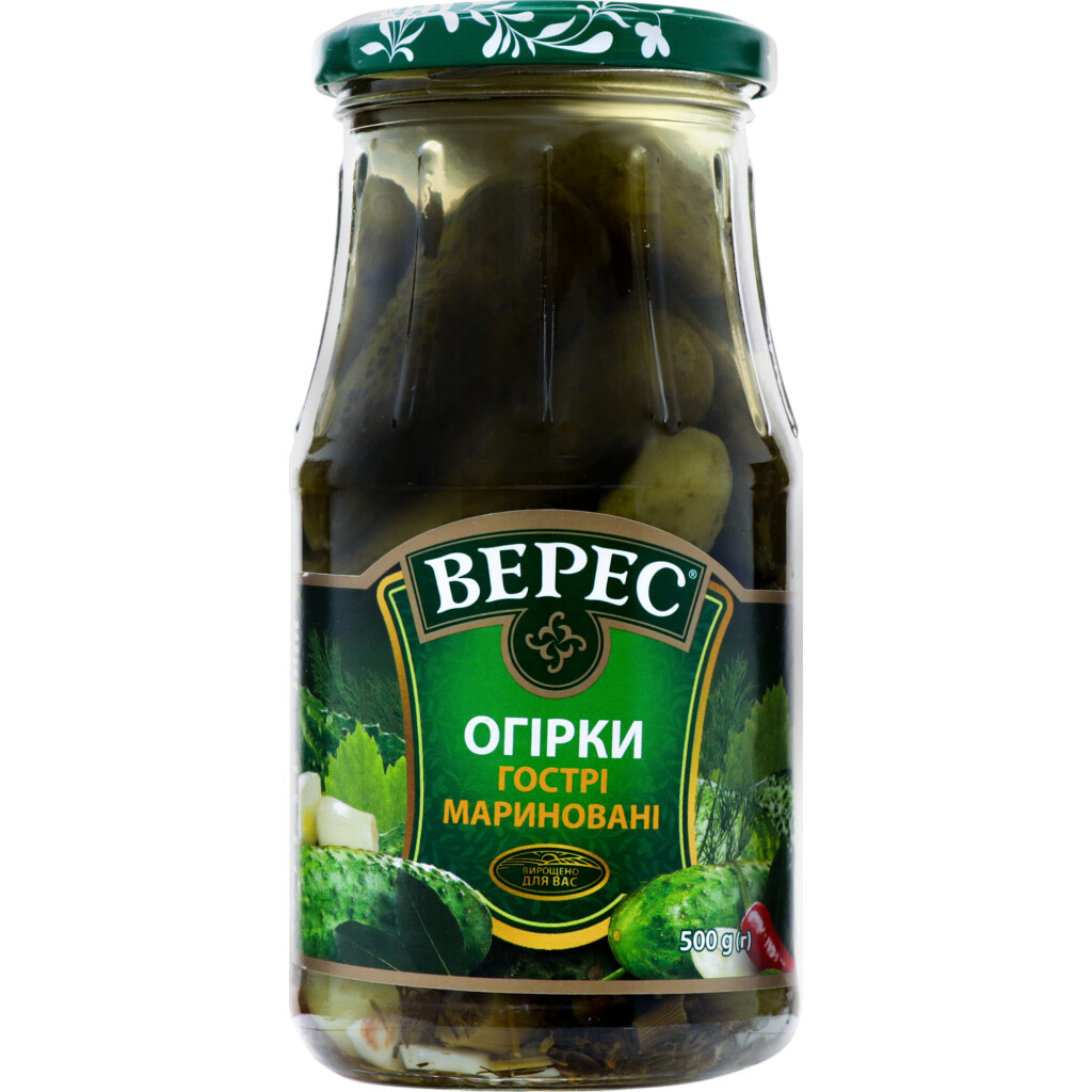 Огурцы Верес маринованные острые, 500г (4820076280511)