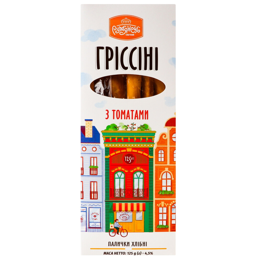 Гриссини Рум'янець с томатами, 125г (4820062052856)