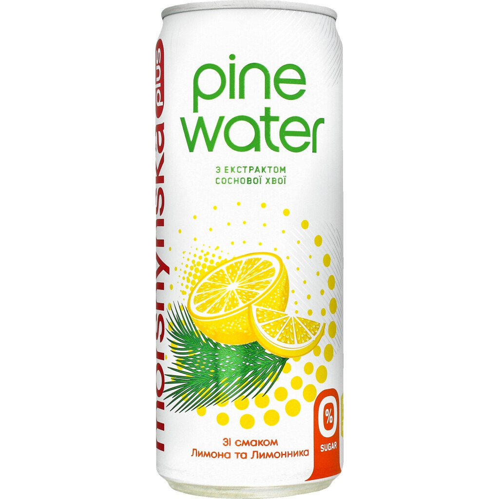 Вода минеральная Моршинська+ Pine Water лимон сл/г, 0,33л (4820017001786)