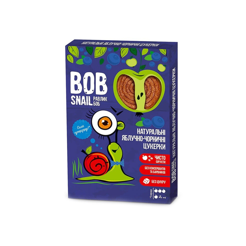 Конфеты Bob Snail натуральные яблочно-черничные, 60г (4820162520392)