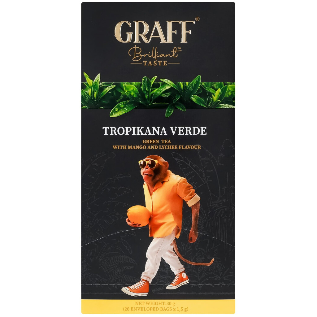 Чай зеленый Graff Тропический зеленый с ароматом манго и личи, 20*1,5г (4820279610665)