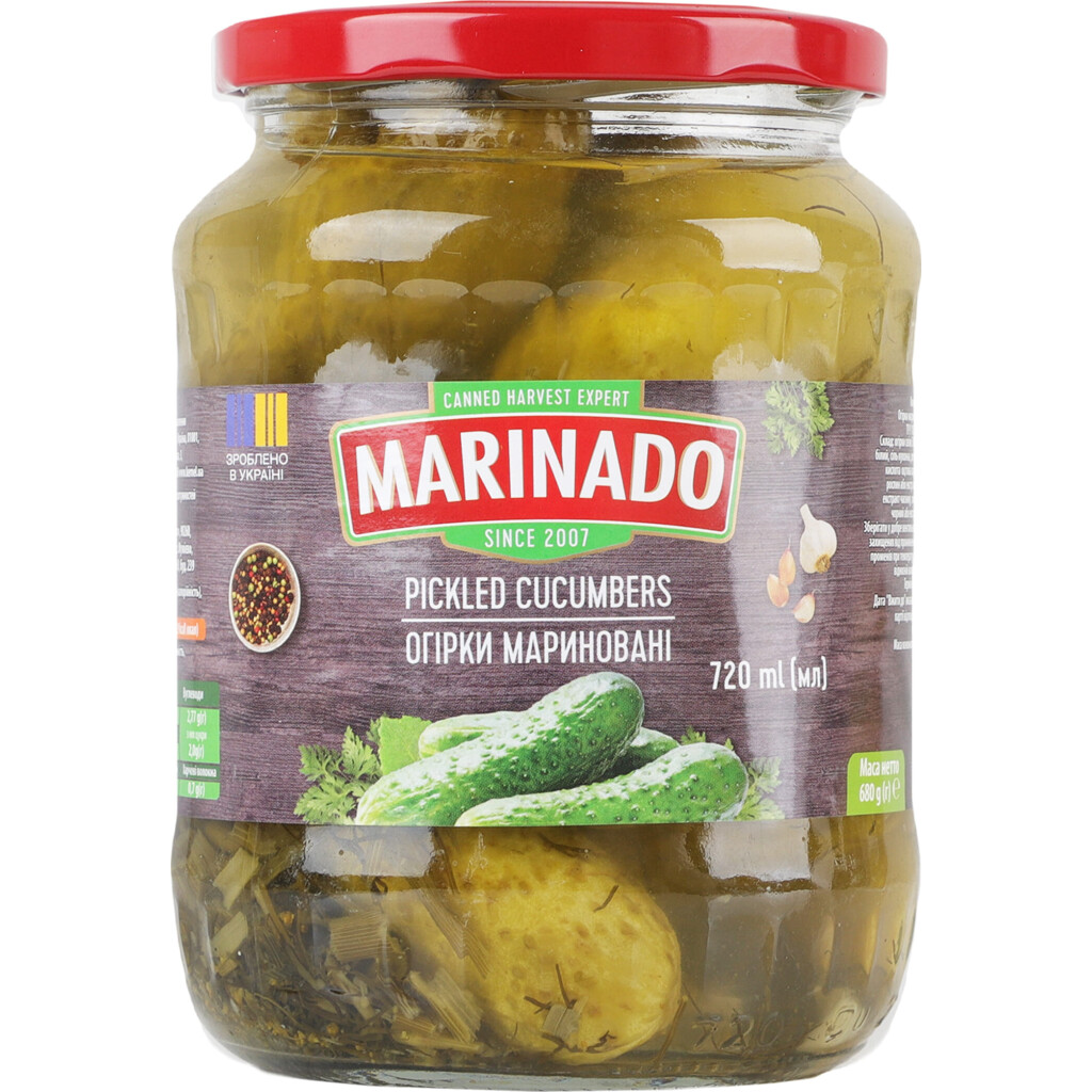 Огурцы Маринадо маринованные, 720мл (4820078570603)