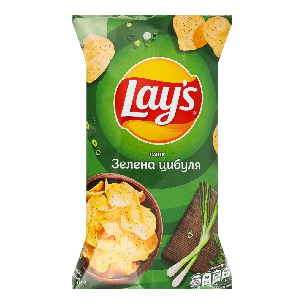 Чипси Lay's картопляні зі смаком зеленої цибулі, 120г (4823063125499)