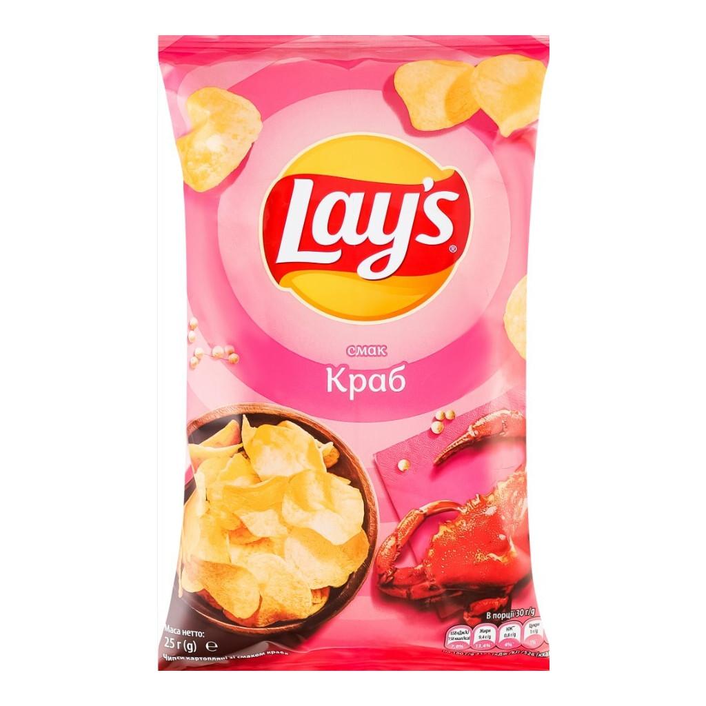 Чипси Lay's картопляні зі смаком краба, 25г (4823063116640)
