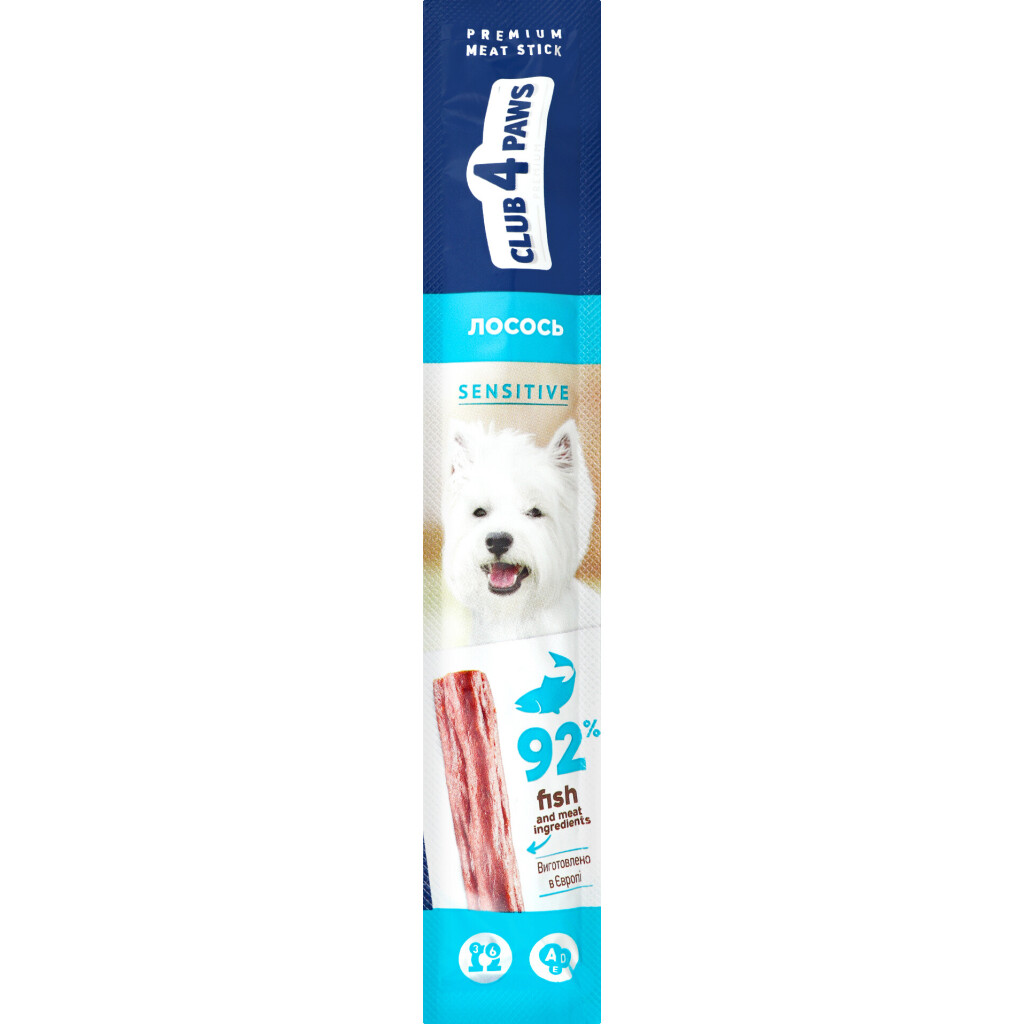 Лакомство для собак Club 4 Paws Мясная палочка лосось, 12г (4820083908224)