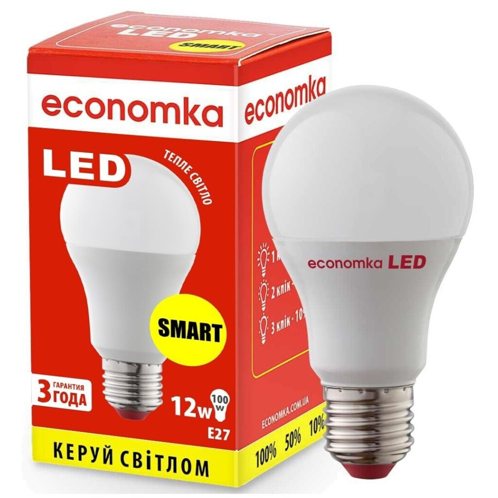 Лампа Экономка LED Smart A60 12W 2800K E27, шт (4820172680673)