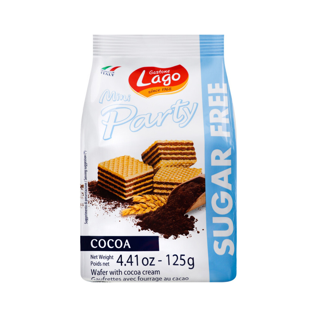 Вафлі Gastone Lago з какао без цукру, 125г (8004800003607)