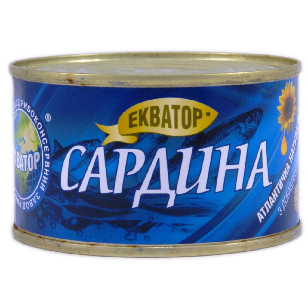 Сардина Екватор атлантическая натуральная с добавлением масла, 240г (4820062440097)