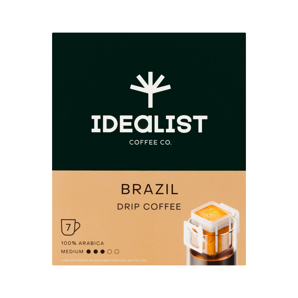 Кофе молотый Idealist Coffee Co. Brazil фильтр-пакеты, 7*12г (4820241120062)