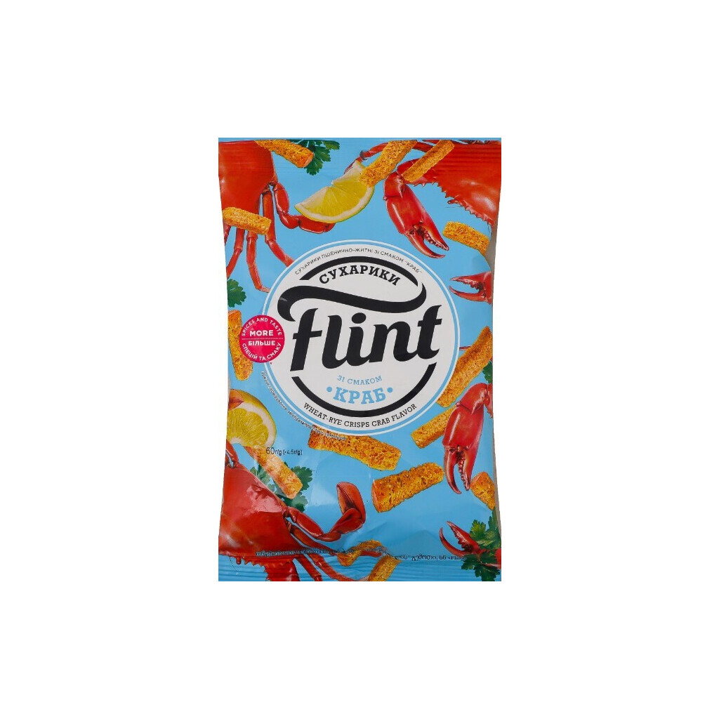 Сухарики Flint пшенично-ржаные со вкусом краба, 60г (4823127302002)