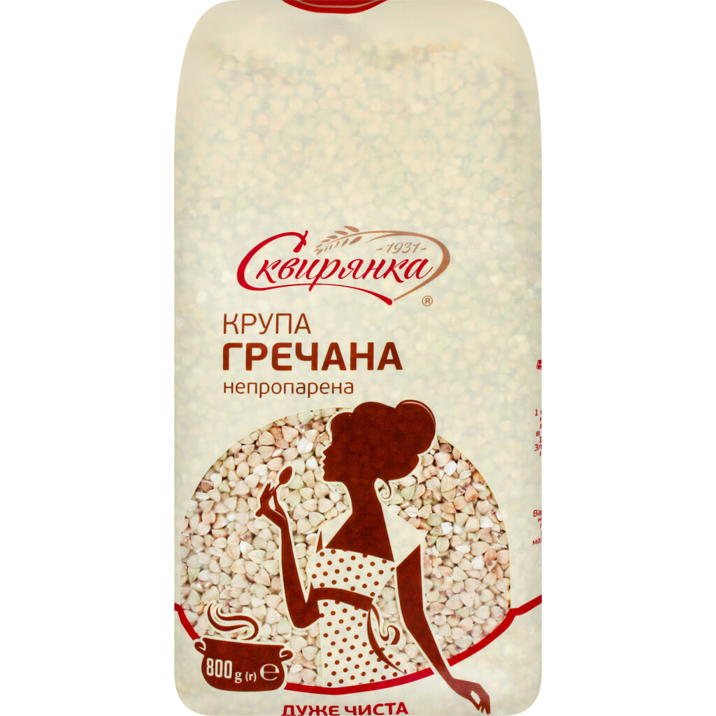 Крупа Сквирянка гречневая непропаренная, 800г (4820006010911)