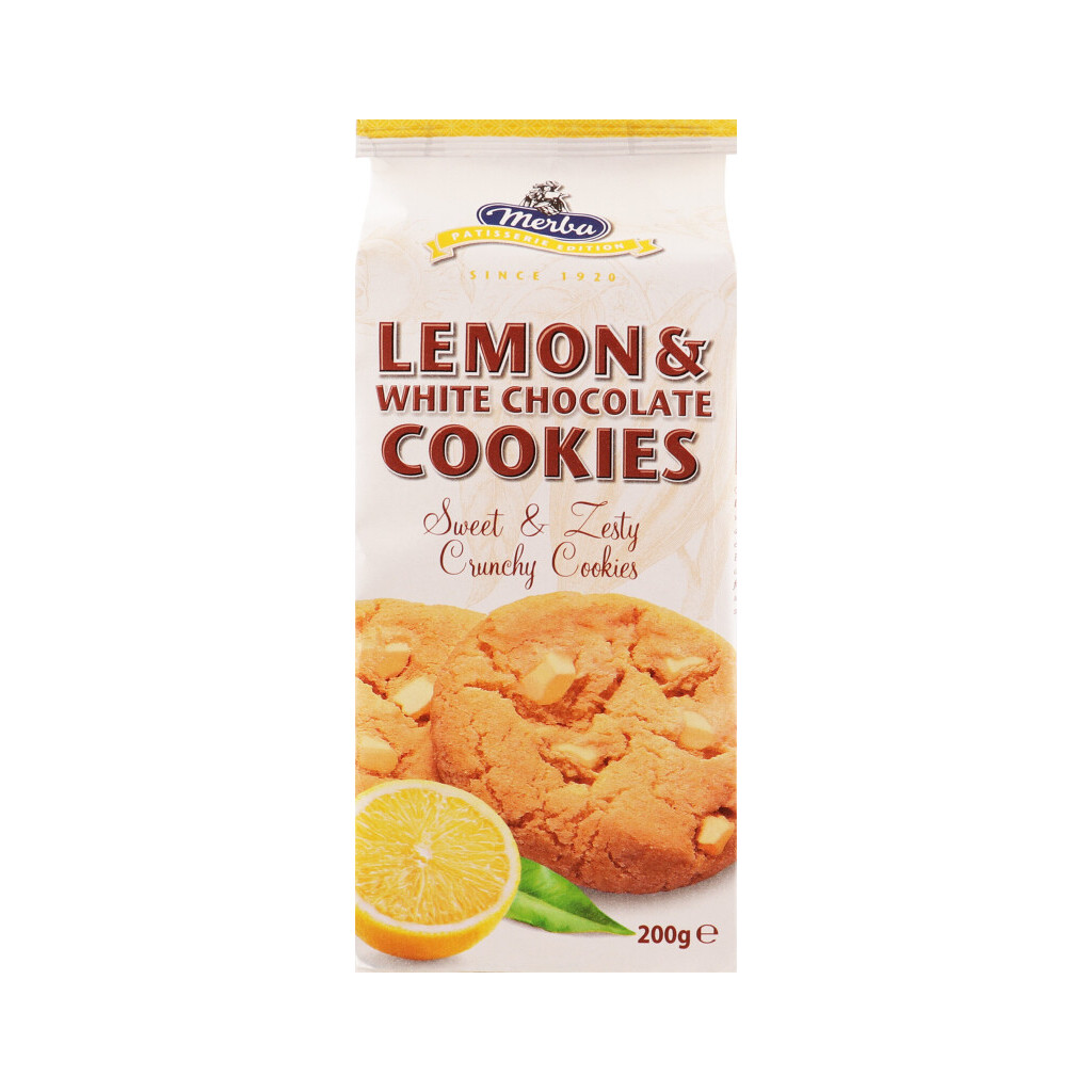 Печиво Merba з білим шоколадом і смаком лимону, 200г (8710502718274)