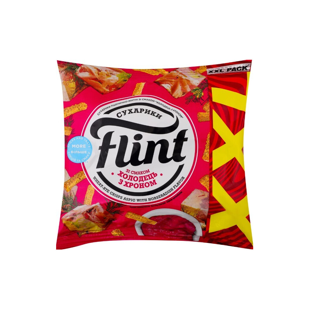 Сухарики Flint пшенично-житні зі смаком холодецю з хроном, 140г (4823127302118)