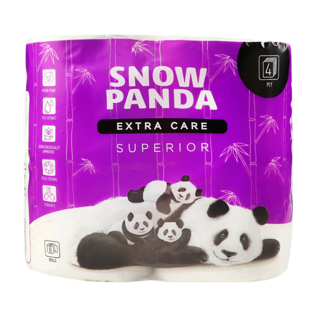 Папір туалетний Сніжна панда Extra Care Superior 4-шаровий, 8шт (4820183970633)