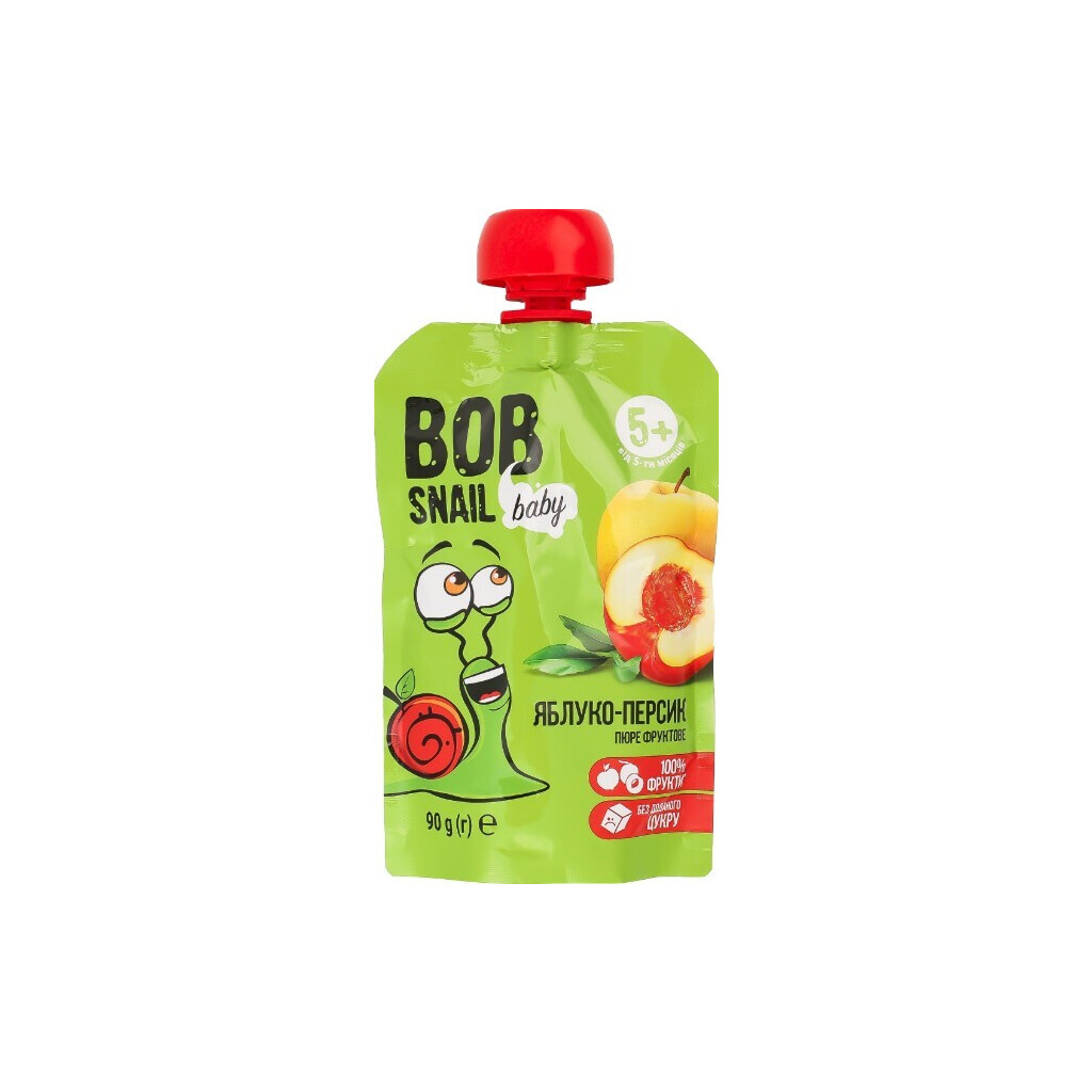 Пюре Bob Snail яблуко-персик, 90г (4820219343035)