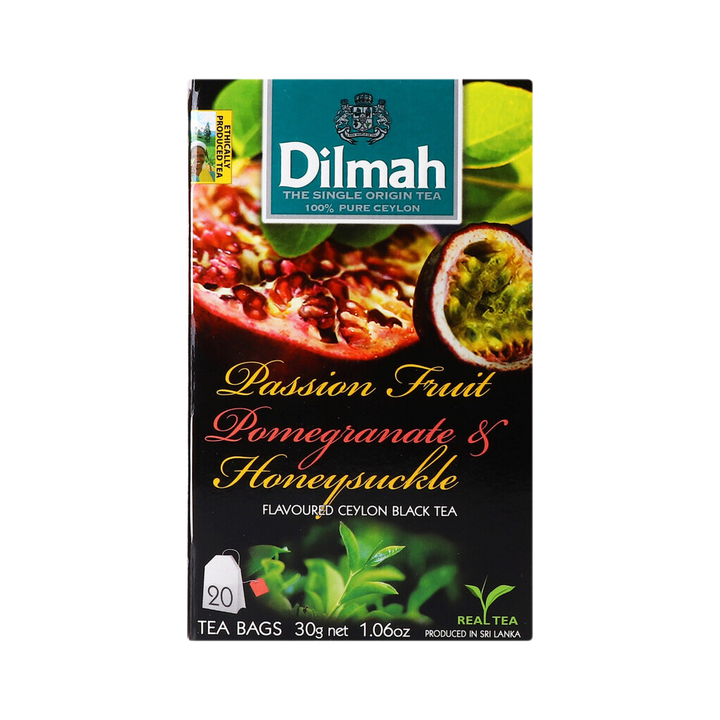 Чай чорний Dilmah Passion Fruit, Pomegranate&Honeysuckle, 20*1,5г/уп (9312631142204)